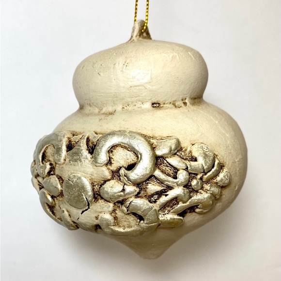 EMBELLISHED Hand Painted Top Shape Paper Mache Christmas Tree Ornament Gift - Picture 6 of 6